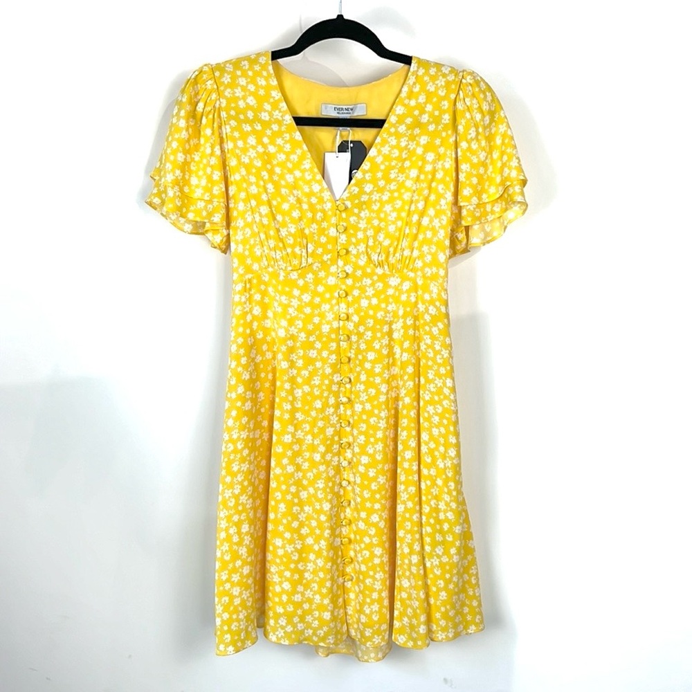 Ever New Pria Gold Lawson Ditsy Button Through Mini Dress - Picture 2 of 9